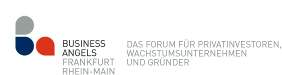 Logo von Business Angels Frankfurt Rhein-Main mit stilisierten Buchstaben und dem Text 'Das Forum für Privatinvestoren, Wachstumsunternehmen und Gründer'
