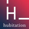 Logo von Hubitation mit weißem Schriftzug auf rotem Hintergrund