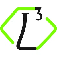 Logo mit schwarzem Buchstaben 'L' und hochgestellter '3' in der Mitte eines grünen, sechseckigen Rahmens