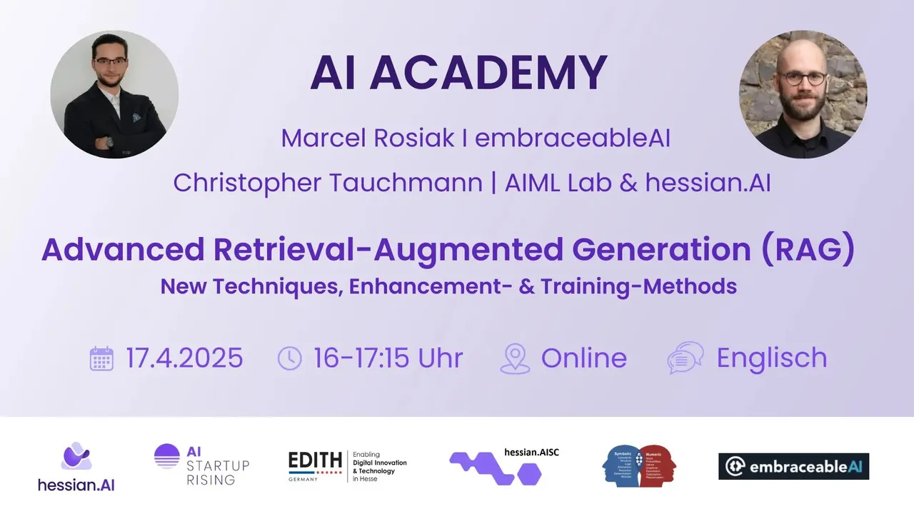 Veranstaltungsplakat für AI Academy im April 2025
