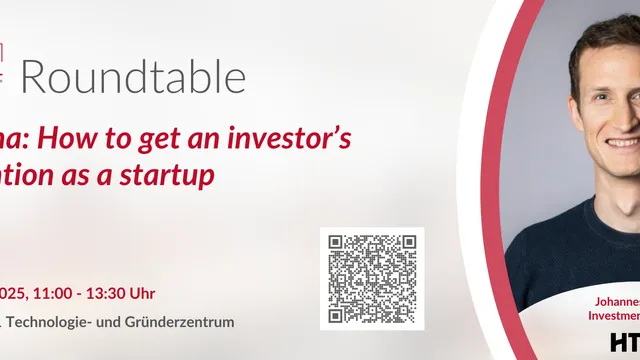 Einladung zum HUB31-Roundtable zum Thema "Bekomme Aufmerksamkeit von Investoren als Start-up" in Kooperation mit dem HighTech Gründerfonds.