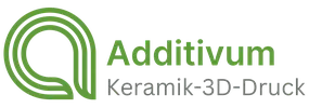 Grünes Logo mit stilisiertem Buchstaben A und Text 'Additivum Keramik-SD-Druck'