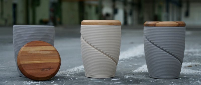 Produktbild Additivum GmbH - im 3D-Druckverfahren hergestellte Gefäße aus Ton.