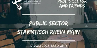 Ankündigung für Public Sector Stammtisch Rhein Main am 17. Juli 2025 um 18:30 Uhr bei Zur Stalburg mit Logo von N3GZ Nachwuchsnetzwerk Digitale Verwaltung