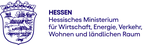 Wappen von Hessen neben dem Text 'HESSEN Hessisches Ministerium für Wirtschaft, Energie, Verkehr, Wohnen und ländlichen Raum' in blauer Schrift