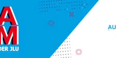 Das Bild zeigt ein Werbebanner für den 'IDEA SLAM – Ideenwettbewerb der JLU'. Links oben ist das Logo der Justus-Liebig-Universität Gießen. Der Titel 'IDEA SLAM' ist groß in Rot und Blau geschrieben. Rechts steht: '12. Juni 2025 | 17:00 Uhr, Aula im Uni –