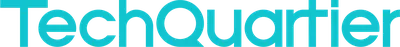 Schriftzug TechQuartier in türkisfarbenen Groß- und Kleinbuchstaben ohne Hintergrund