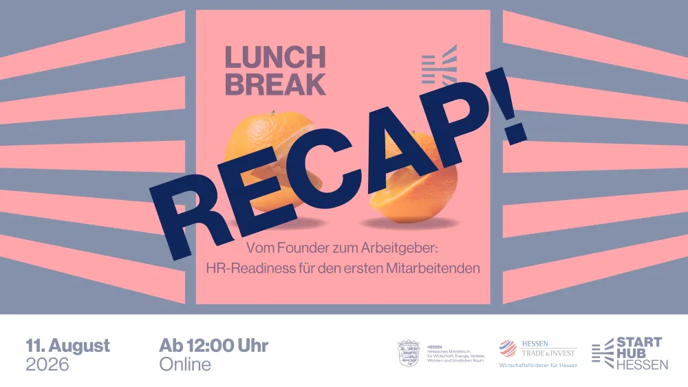 Banner mit Text zu einer Online-Veranstaltung am 11. August 2026 ab 12 Uhr zum Thema HR-Readiness mit zwei Orangen im Hintergrund und dem Schriftzug 'RECAP!'
