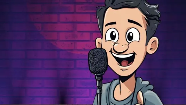 Zeichnung einer Person mit Mikrofon vor einer Ziegelsteinwand