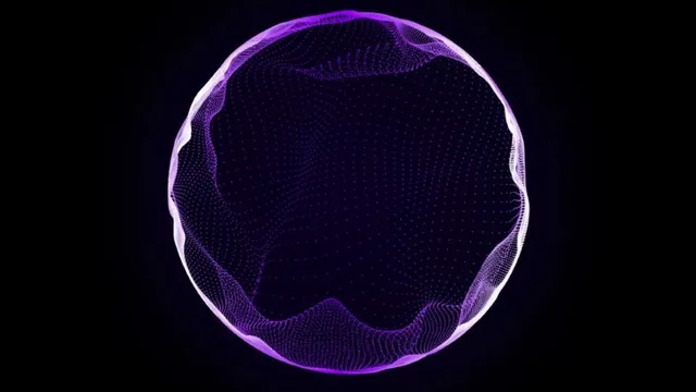 Leuchtender lila Kreis aus feinen Punkten und Linien auf schwarzem Hintergrund