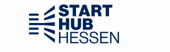 Logo von StartHub Hessen mit stilisierten Linien links und dem Schriftzug 'START HUB HESSEN' in Blau