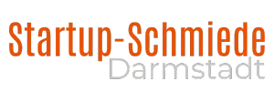 Logo mit dem Schriftzug 'Startup-Schmiede Darmstadt' in orange und grau
