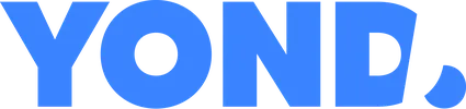 Großes blaues Logo mit dem Text 'YOND,' in fetten Großbuchstaben