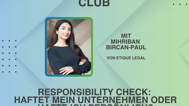 Werbeflyer für den Breakfast Club in Kinzig Valley mit dem Thema "Responsibility Check: Haftet mein Unternehmen oder hafte ich persönlich" und dem Datum 10. Februar 2026 um 9:30 Uhr in Kinzig Valley Gelnhausen.