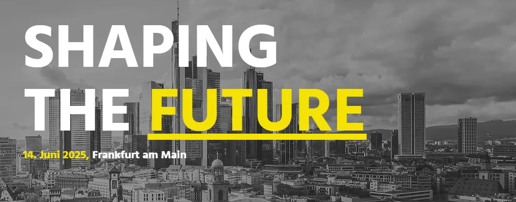 Veranstaltungsbanner der Goethe Entrepreneurship Conference mit dem Motto "Shaping the future" am 14. Juni 2025