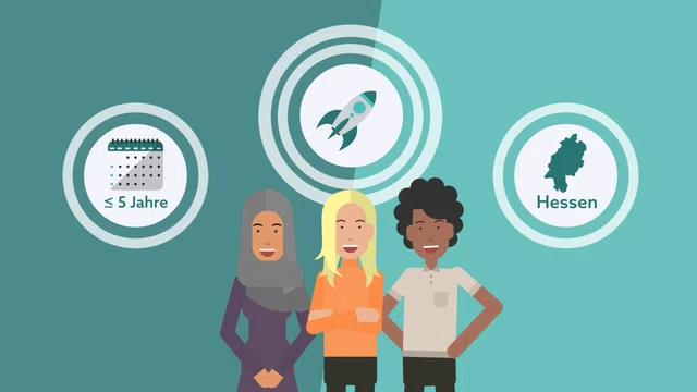 Bildschirmfoto des Erklärvideos "push! - Das Stipendium für dein Start-up in Hessen". Das Start-up darf max. 5 Jahre alt sein, innovativ sein und in Hessen ansässig sein.